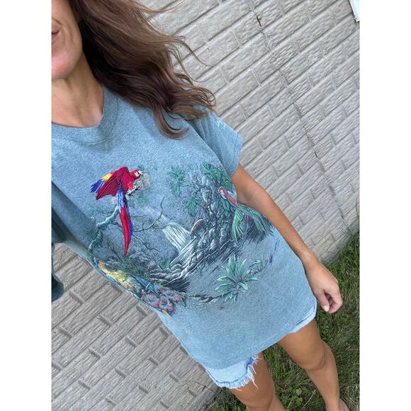Vintage 90s Single Stitch Rainforest Tee, Medium - Picture 1 of 9